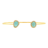 0.14ct Diamond & 1.70ct Amazonite 14k Yellow Gold Bangle
